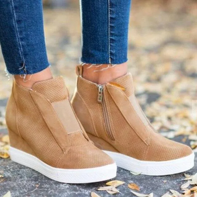 Women Ankle Wedge Boots - Women Shoes