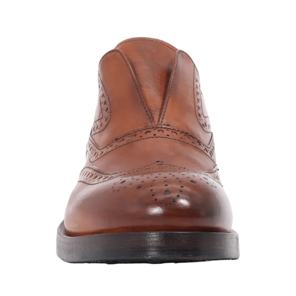 Women's Slip-On Oxford Brogue in Calf Leather Cuoio Tan (JPD35773/19)
