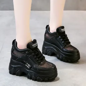 Y2K Egirl Black Mesh Platform Sneakers